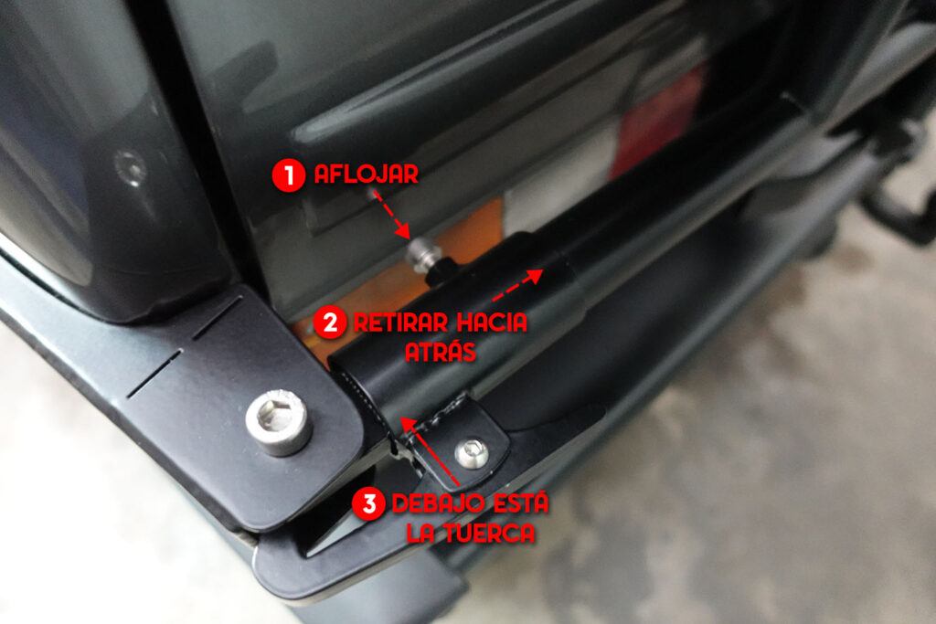 Instrucciones aflojar porta ruedas